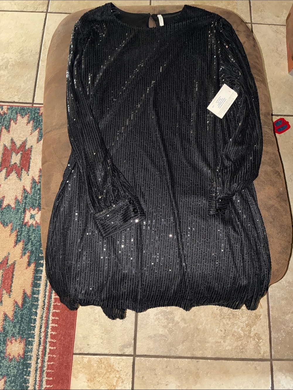 Black Sequin Crewneck Sweater Tunic